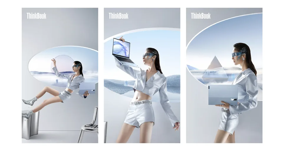 Commercial computer campaign with clean architectural compositions