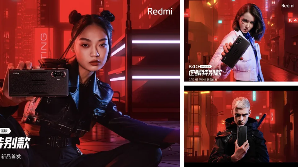 Mobile device campaign with red studio lighting and multiple finished deliverables